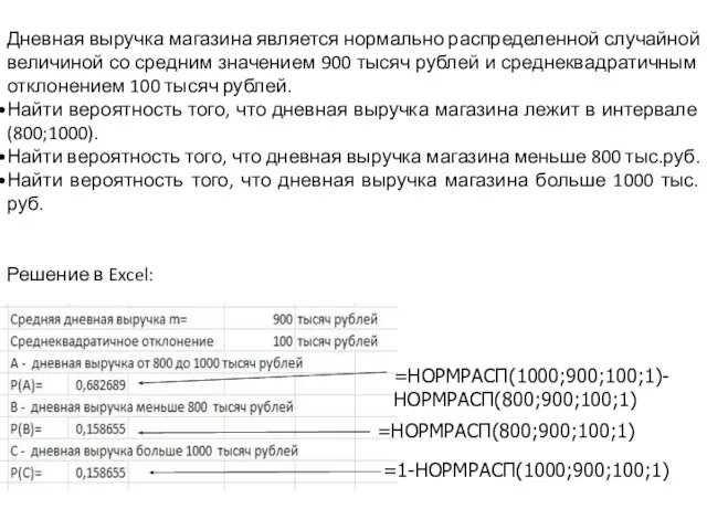 Дневная выручка магазина является нормально распределенной случайной величиной со средним значением 900