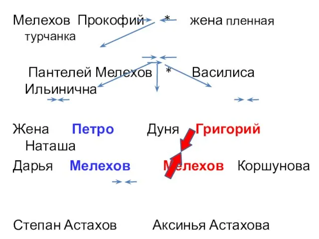 Мелехов Прокофий * жена пленная турчанка Пантелей Мелехов * Василиса Ильинична Жена