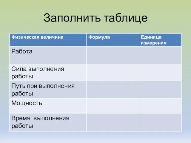 Заполнить таблице