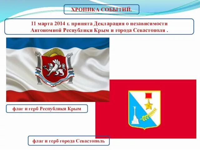 11 марта 2014 г. принята Декларация о независимости Автономной Республики Крым и