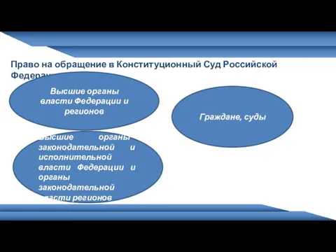 Право на обращение в Конституционный Суд Российской Федерации Высшие органы власти Федерации