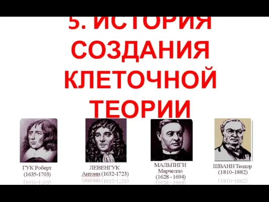 5. ИСТОРИЯ СОЗДАНИЯ КЛЕТОЧНОЙ ТЕОРИИ