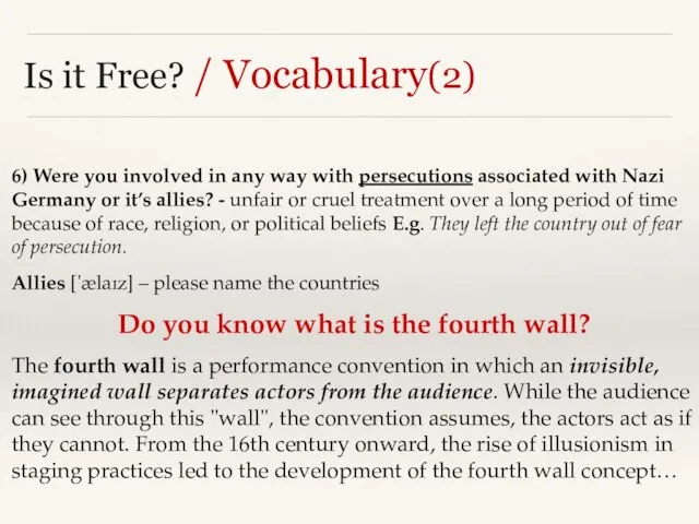 Is it Free? / Vocabulary(2) 6) Were you involved in any way
