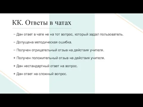 КК. Ответы в чатах − Дан ответ в чате не на тот