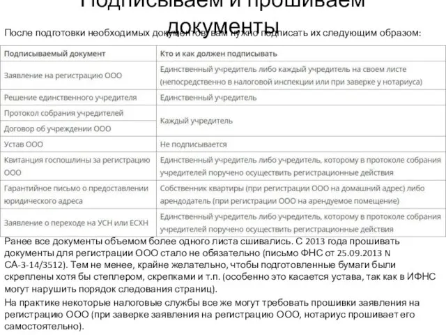 Подписываем и прошиваем документы После подготовки необходимых документов, вам нужно подписать их