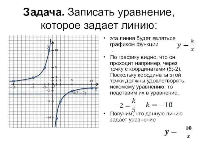 Задача. Записать уравнение, которое задает линию: эта линия будет являться графиком функции