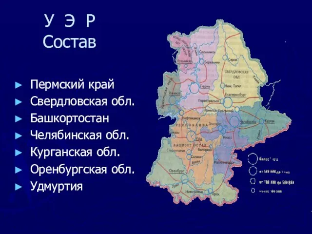 У Э Р Состав Пермский край Свердловская обл. Башкортостан Челябинская обл. Курганская обл. Оренбургская обл. Удмуртия