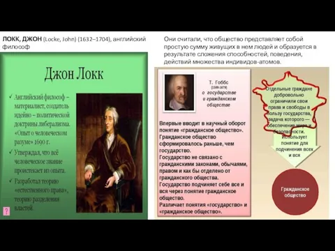ЛОКК, ДЖОН (Locke, John) (1632–1704), английский философ Они считали, что общество представляет