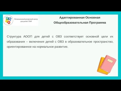 Адаптированная Основная Общеобразовательная Программа Структура АООП для детей с ОВЗ соответствует основной