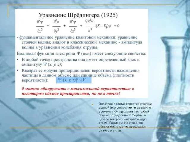 Электрон в атоме является стоячей волной (его состояние не зависит от времени).