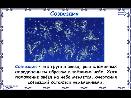 Созвездия Созвездие – это группа звёзд, расположенных определённым образом в звёздном небе.