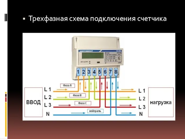 Трехфазная схема подключения счетчика