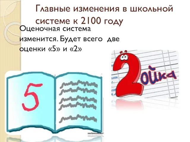 Главные изменения в школьной системе к 2100 году Оценочная система изменится. Будет