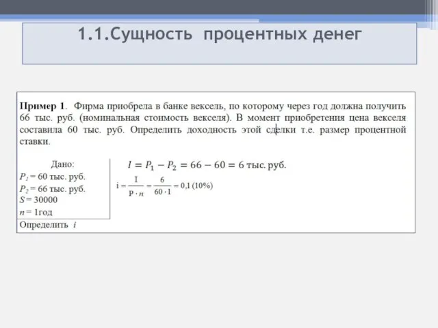 1.1.Сущность процентных денег