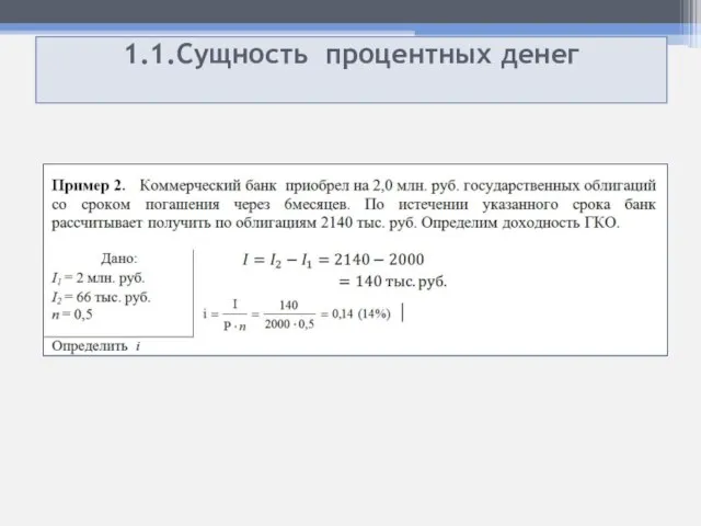 1.1.Сущность процентных денег