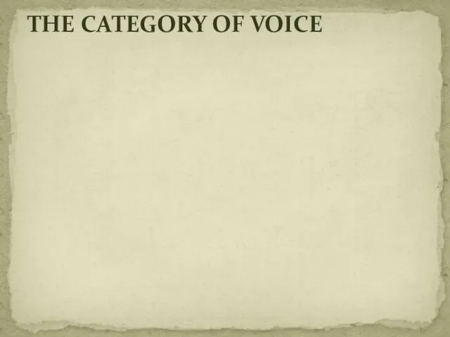 THE CATEGORY OF VOICE