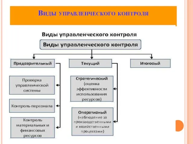 Виды управленческого контроля