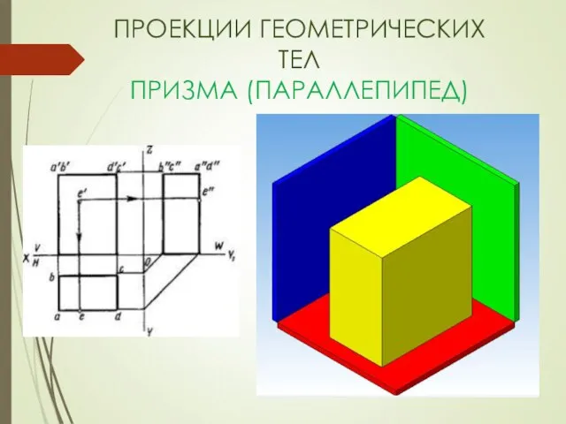 ПРОЕКЦИИ ГЕОМЕТРИЧЕСКИХ ТЕЛ ПРИЗМА (ПАРАЛЛЕПИПЕД)