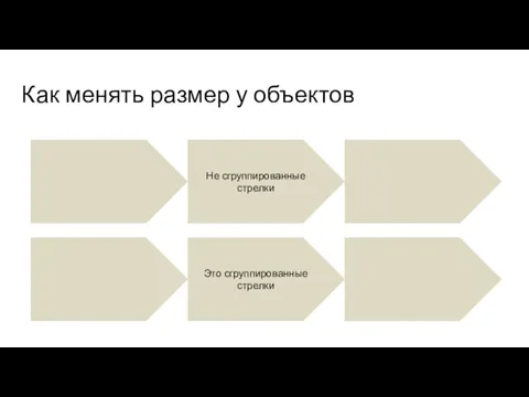 Как менять размер у объектов Не сгруппированные стрелки