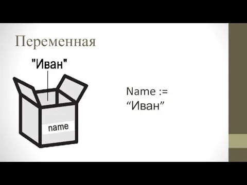 Переменная Name := “Иван”