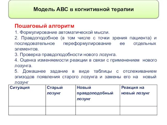 Модель АВС в когнитивной терапии