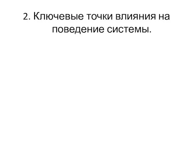 2. Ключевые точки влияния на поведение системы.