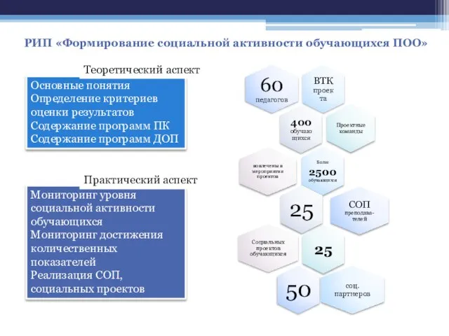 РИП «Формирование социальной активности обучающихся ПОО» Основные понятия Определение критериев оценки результатов