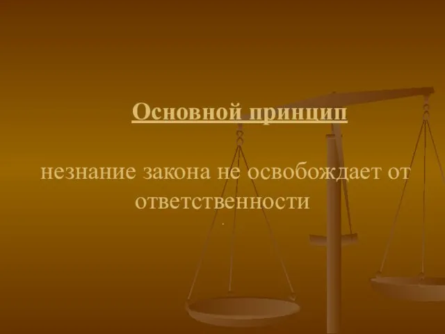 Основной принцип незнание закона не освобождает от ответственности .