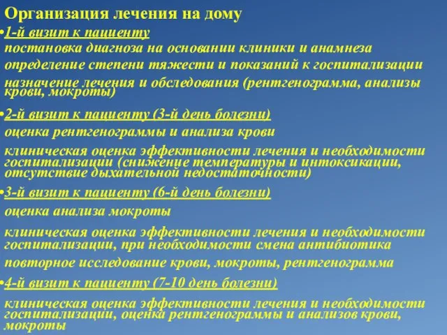 Организация лечения на дому 1-й визит к пациенту постановка диагноза на основании