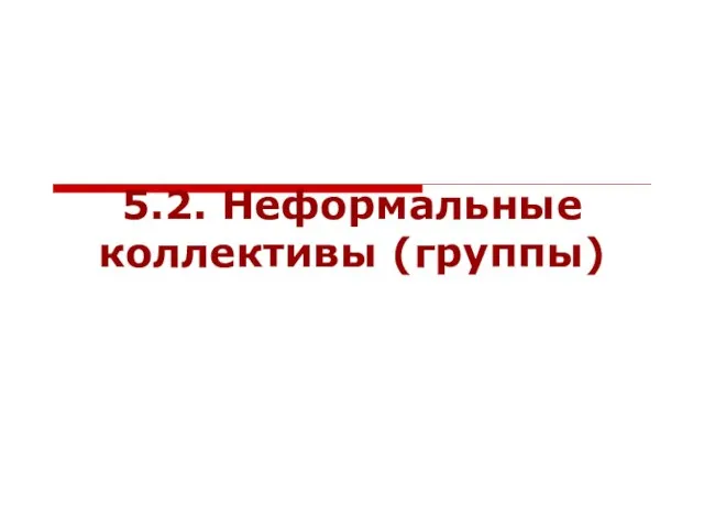 5.2. Неформальные коллективы (группы)