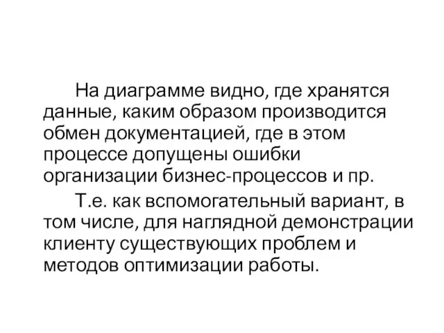 На диаграмме видно, где хранятся данные, каким образом производится обмен документацией, где