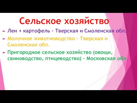 Сельское хозяйство Лен + картофель – Тверская и Смоленская обл. Молочное животноводство