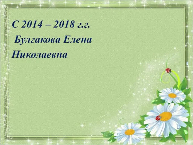 С 2014 – 2018 г.г. Булгакова Елена Николаевна