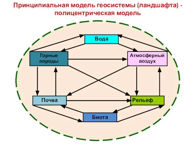 Принципиальная модель геосистемы (ландшафта) - полицентрическая модель