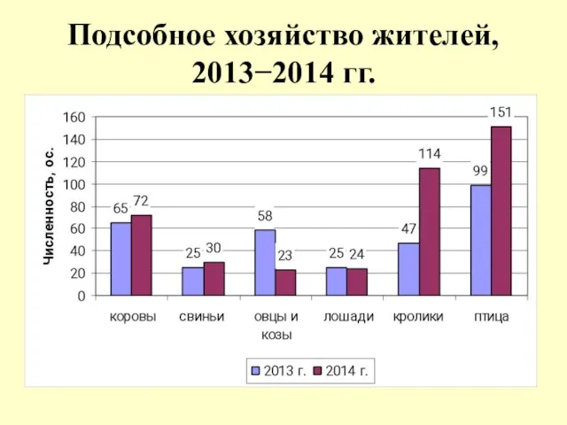 Подсобное хозяйство жителей, 2013−2014 гг.