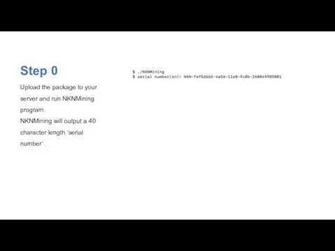 Step 0 Upload the package to your server and run NKNMining program.