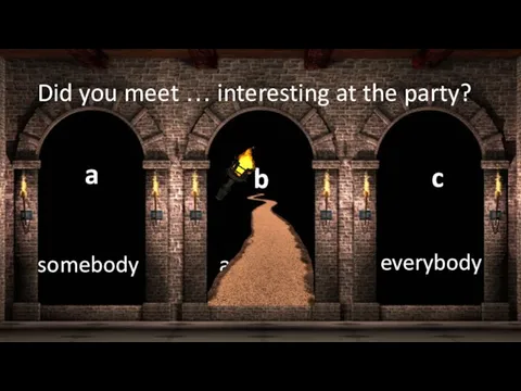 anybody a somebody b everybody c Did you meet … interesting at the party?