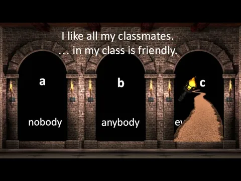 everybody a anybody b nobody c I like all my classmates. …