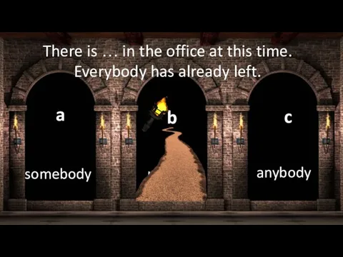 nobody a somebody b anybody c There is … in the office