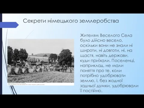 Секрети німецького землеробства Жителям Веселого Села було дійсно весело, оскільки вони не