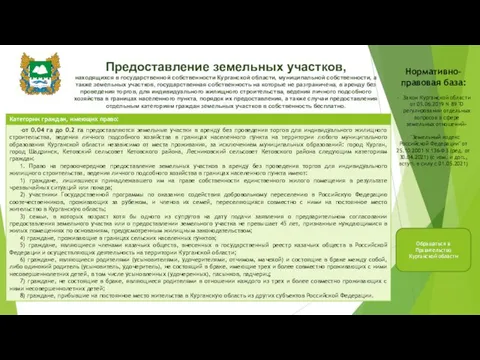 Предоставление земельных участков, находящихся в государственной собственности Курганской области, муниципальной собственности, а