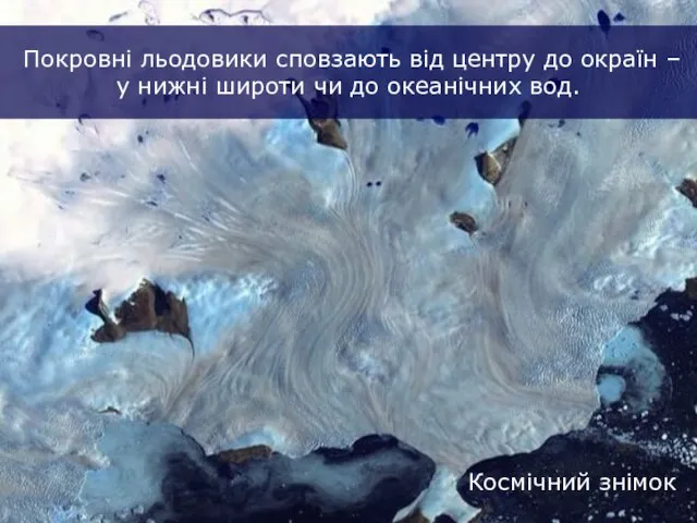 Покровні льодовики сповзають від центру до окраїн – у нижні широти чи