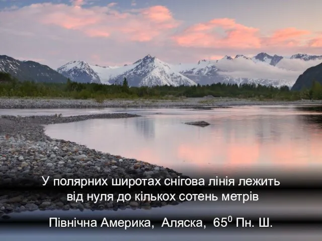 У полярних широтах снігова лінія лежить від нуля до кількох сотень метрів