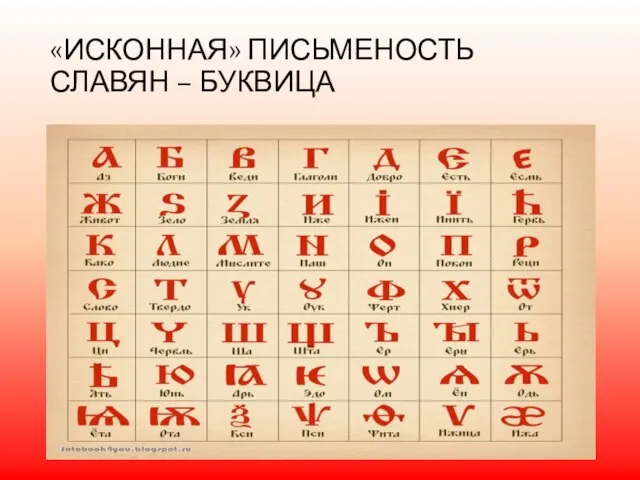 «ИСКОННАЯ» ПИСЬМЕНОСТЬ СЛАВЯН – БУКВИЦА