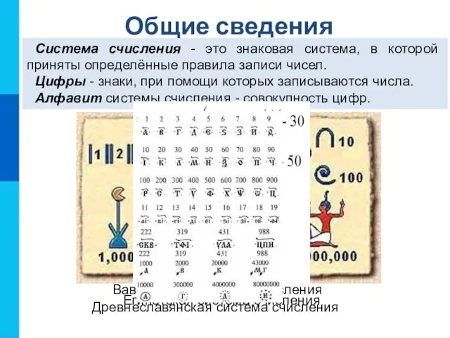 Система счисления - это знаковая система, в которой приняты определённые правила записи