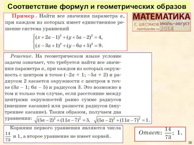 Соответствие формул и геометрических образов