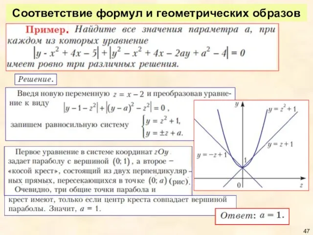 Соответствие формул и геометрических образов