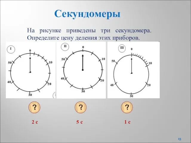 На рисунке приведены три секундомера. Определите цену деления этих приборов. Секундомеры 2