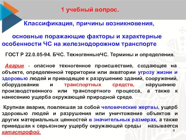 1 учебный вопрос. Классификация, причины возникновения, основные поражающие факторы и характерные особенности