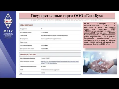 Государственные торги ООО «ГлавБух» ООО «ГлавБух» в государственных торгах и выступал в